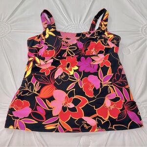 Lands' End Floral Bikini Top‎ - Black and Multicolor